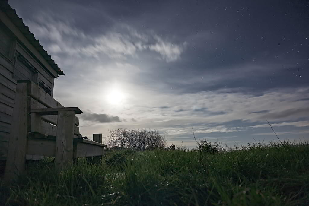 Bench under the moon